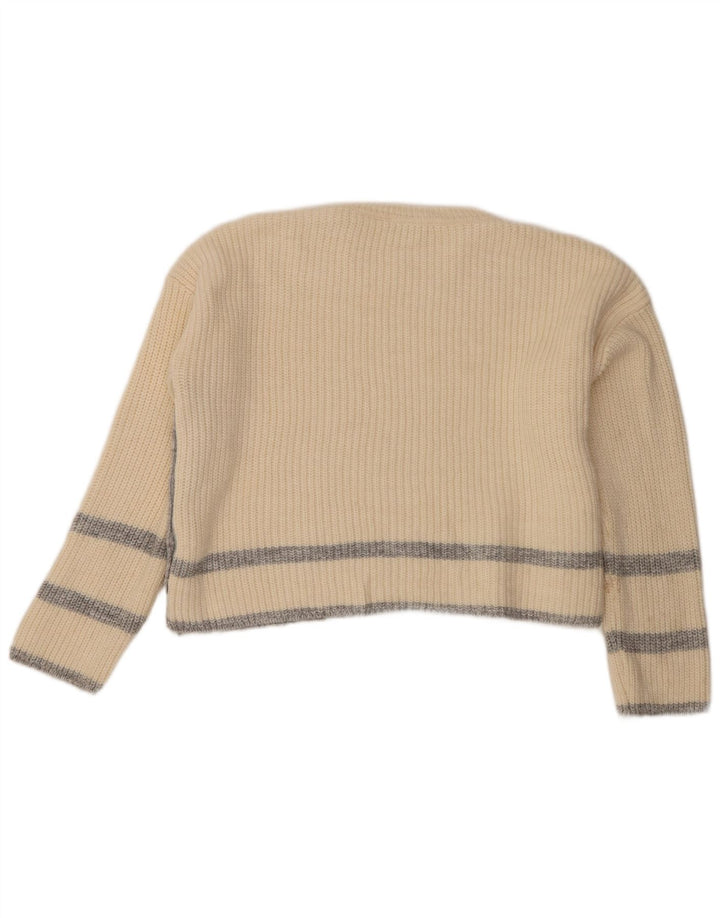 Marks & Spencer Damen Crop Pullover mit Rundhalsausschnitt, UK 14, Mittelbeige