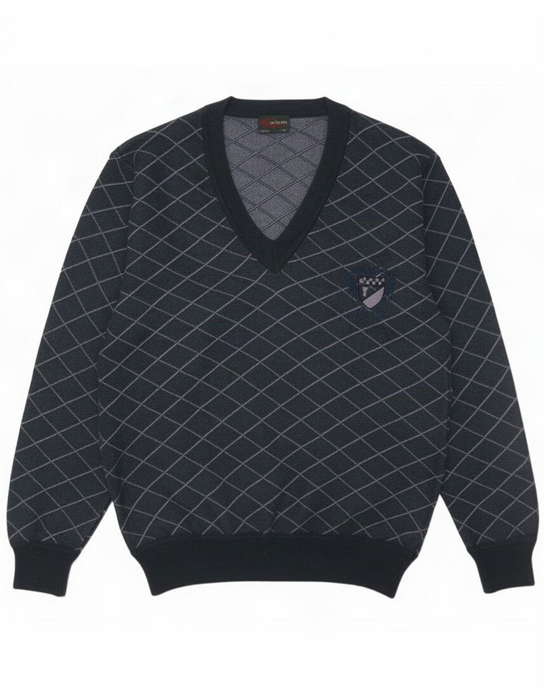 Giuliano Herren-Pullover mit V-Ausschnitt IT 50 mittelgrün karierte Wolle