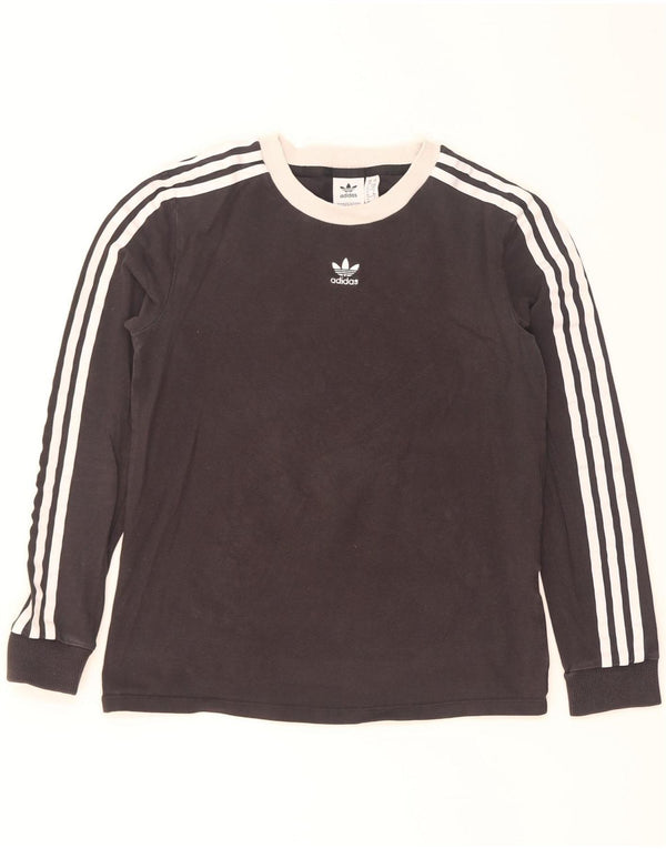 Adidas Damen Top Langarm UK 10 Small Schwarz Colourblock Baumwolle
