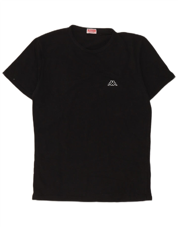 Kappa Damen T-Shirt Top UK 12 Medium Schwarz Baumwolle