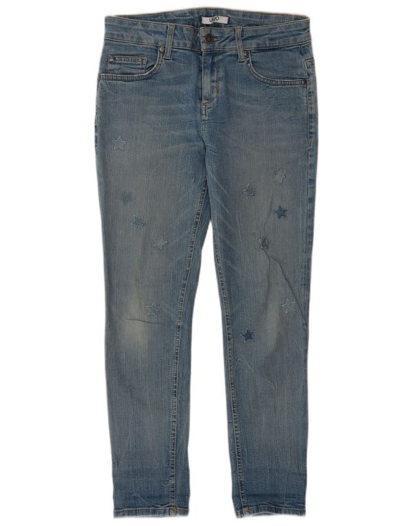 Liu Jo Damen Röhrenjeans W28 L27 Blau Geometrisch