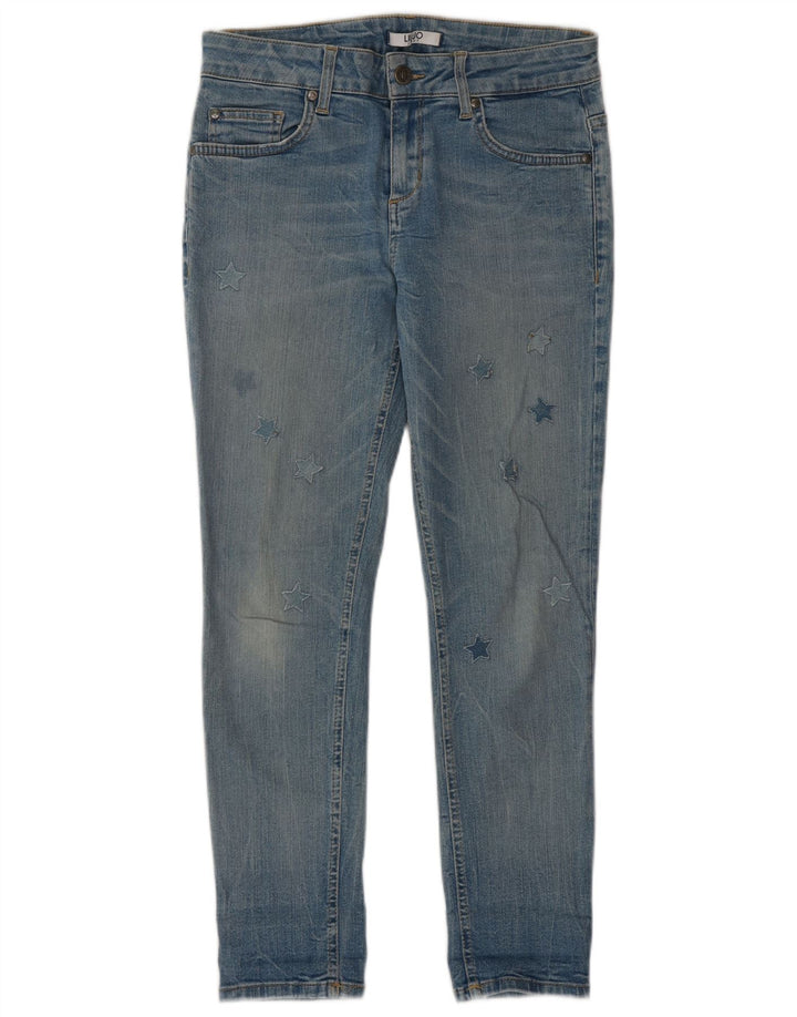 Liu Jo Damen Röhrenjeans W28 L27 Blau Geometrisch