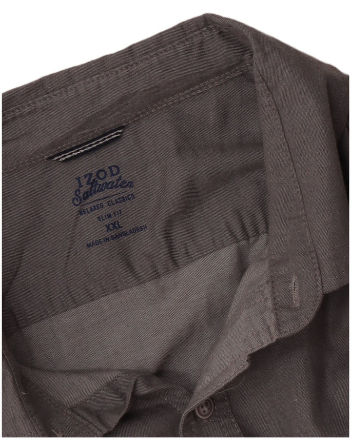 Izod Herren Salt Water Slim Fit Hemd 2XL Grau
