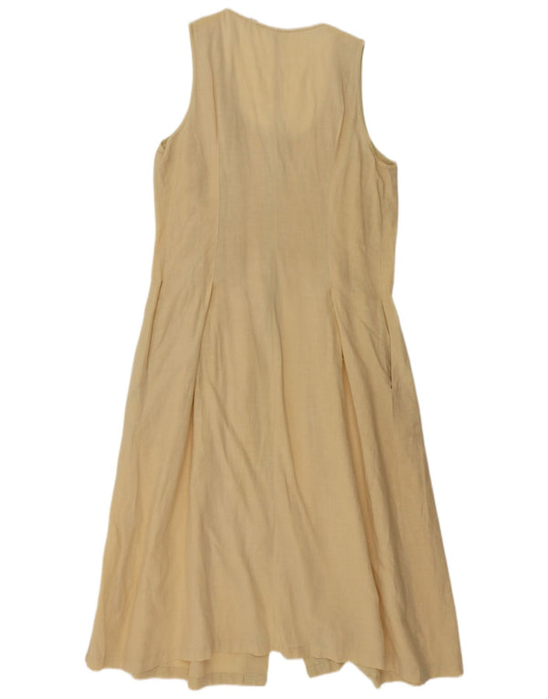 Vintage Damen Ärmelloses Maxikleid UK 14 Mittelgelb