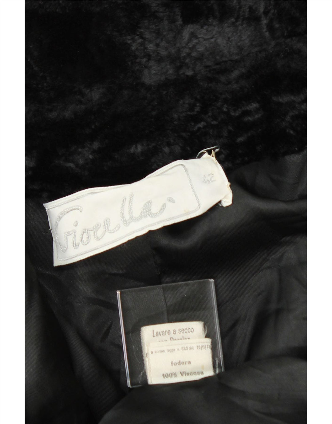 VINTAGE Womens Oversized Open Faux Fur Overcoat IT 42 Medium Black Viscose Vintage Vintage and Second-Hand Vintage from Messina Hembry 