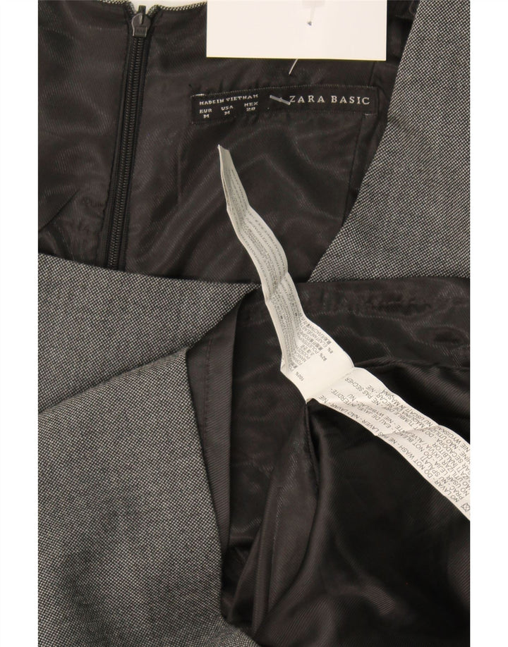 Zara Damen Schößchenkleid UK 12 Mittelgraues Polyester