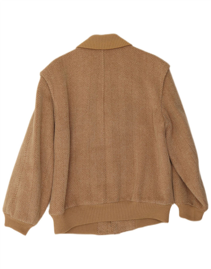 Peter Hahn Herren Bomberjacke IT 50 Large Beige Herringbone Wolle