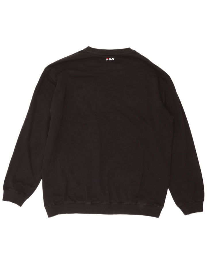 FILA Mens Graphic Sweatshirt Jumper Large Black Cotton