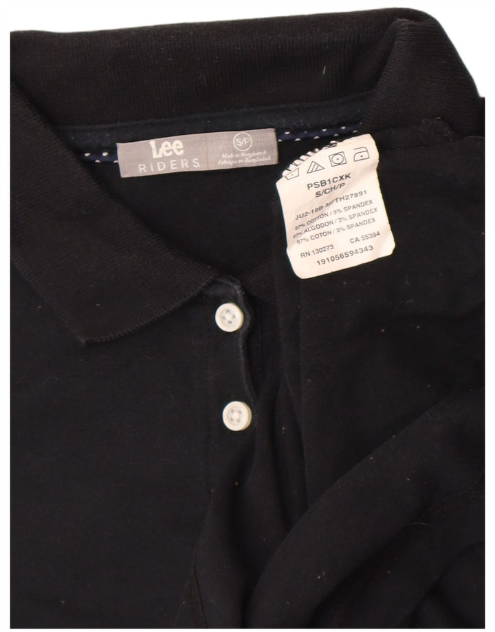 Lee Damen Riders Poloshirt UK 10 Small Schwarz Baumwolle