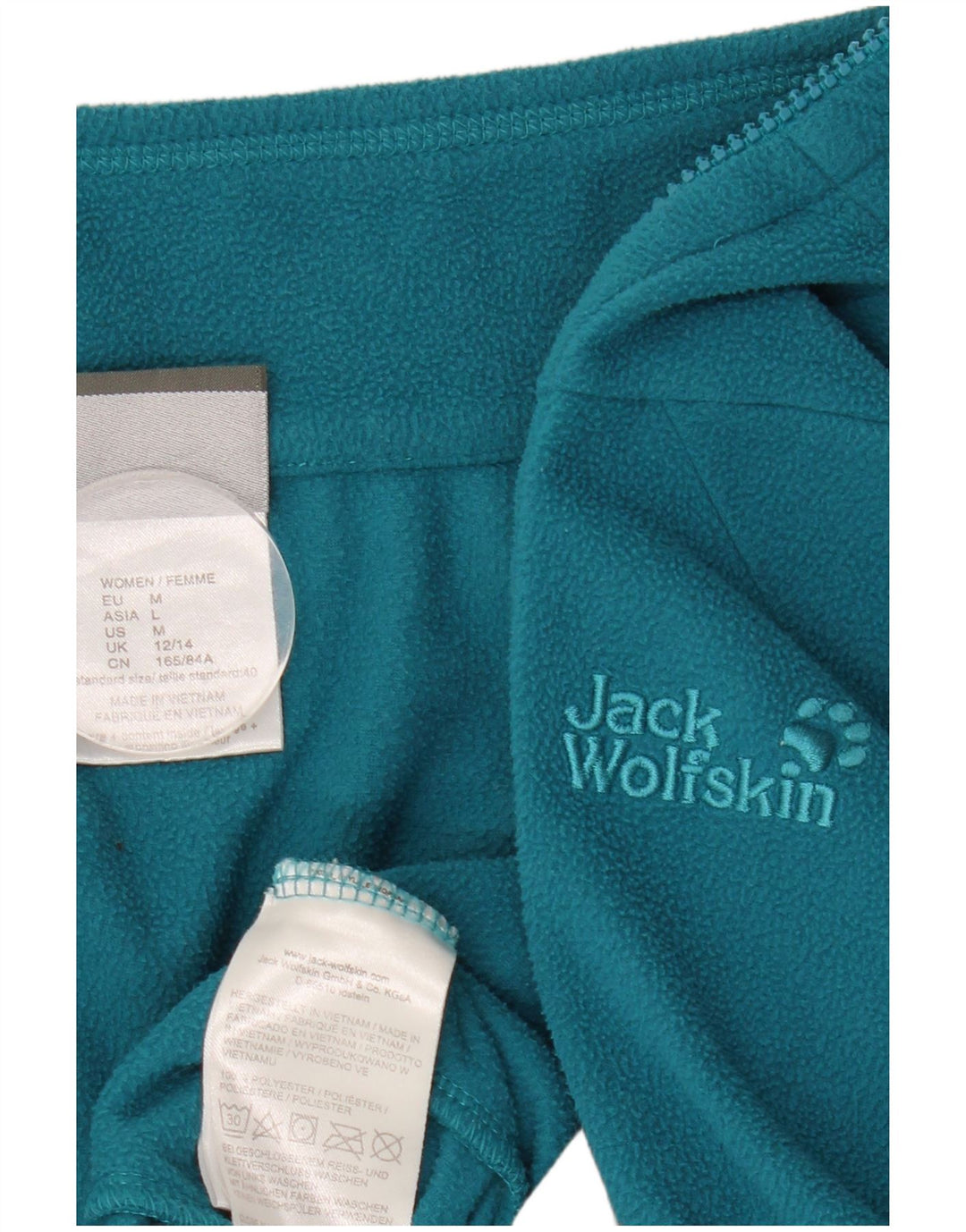JACK WOLFSKIN Damen Fleecejacke UK 12/14 Mittelblaues Polyester