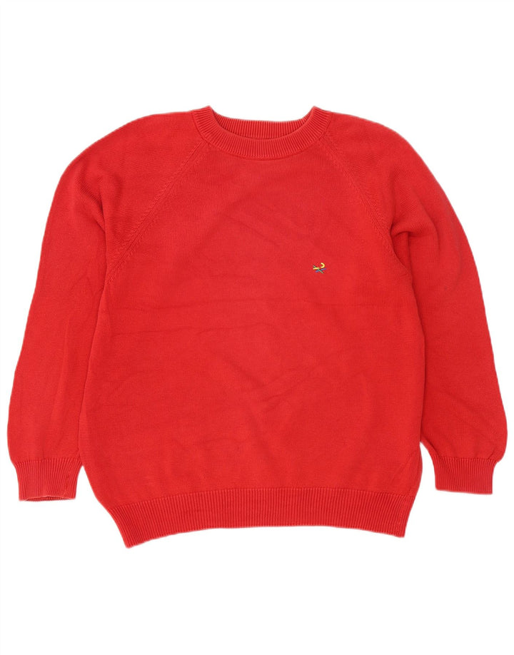Benetton Herren-Pullover mit Rundhalsausschnitt, mittelrote Baumwolle