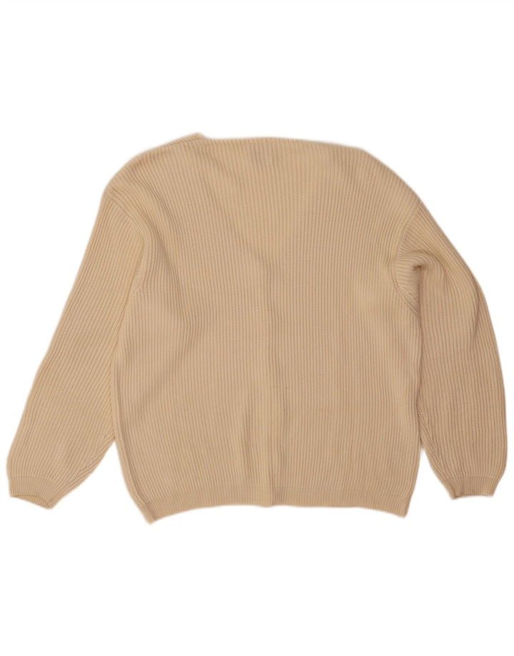 Stefanel Damen-Strickjacke in Übergröße, Gr. 14, mittelbeige Viskose