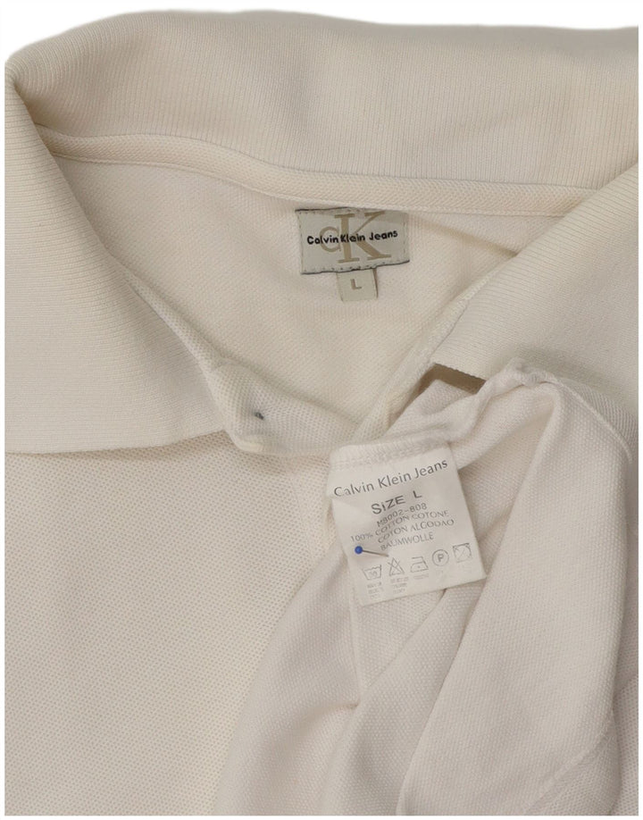 Calvin Klein Jeans Herren-Poloshirt, große weiße Baumwolle