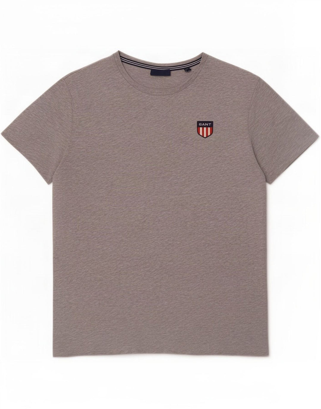 Gant Herren-T-Shirt-Oberteil aus mittelgrau gesprenkelter Baumwolle