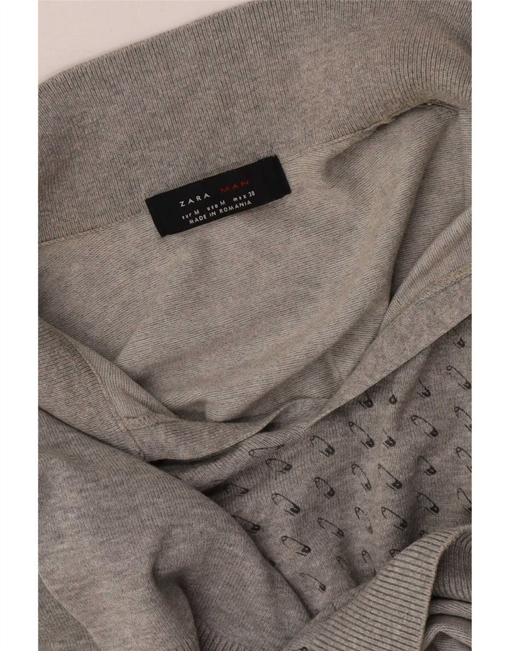 Zara Herren-Poloshirt mit abstraktem Muster, Mittelgrau