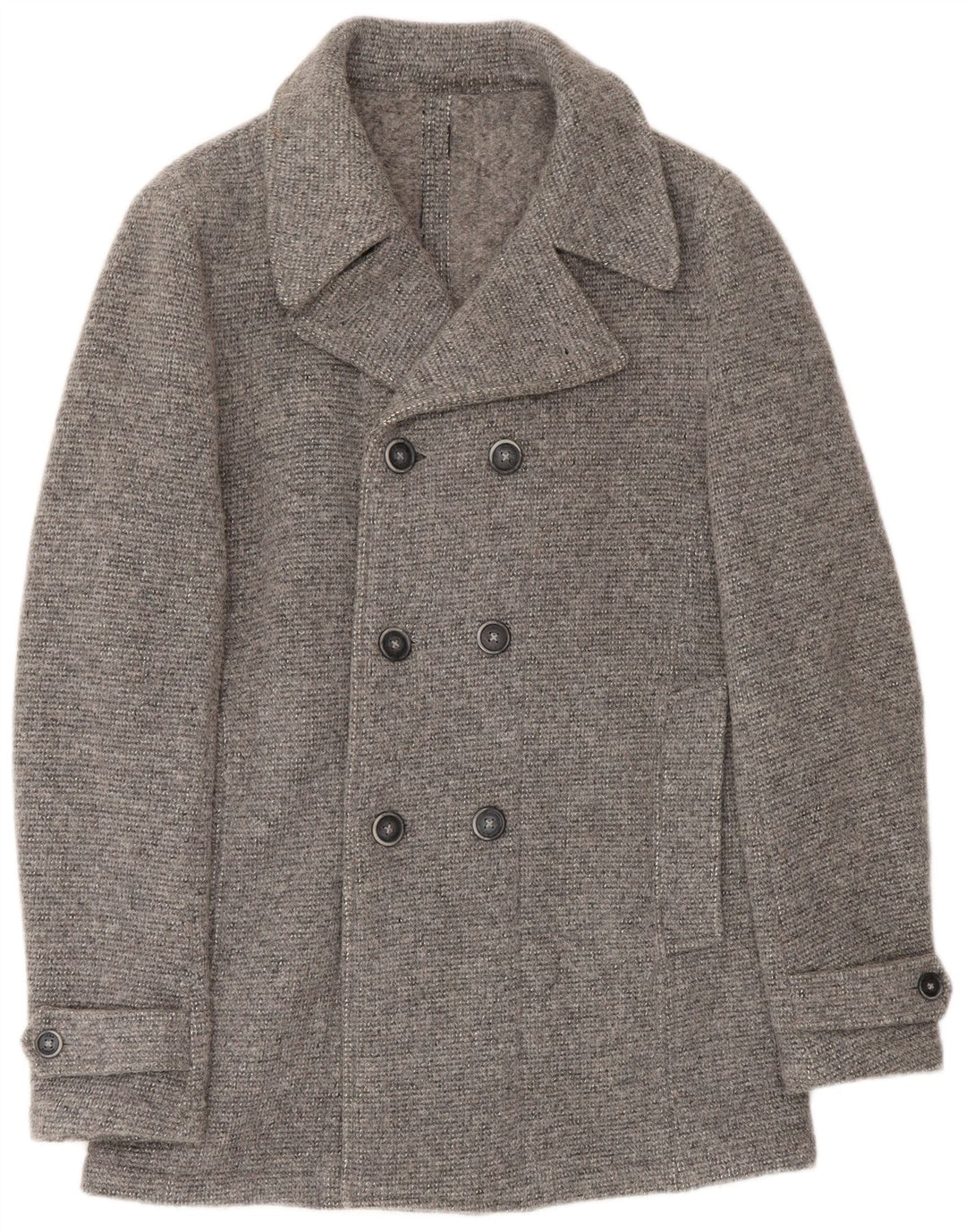 John Barritt Herren Strick Pea Coat UK 36 Small Grau