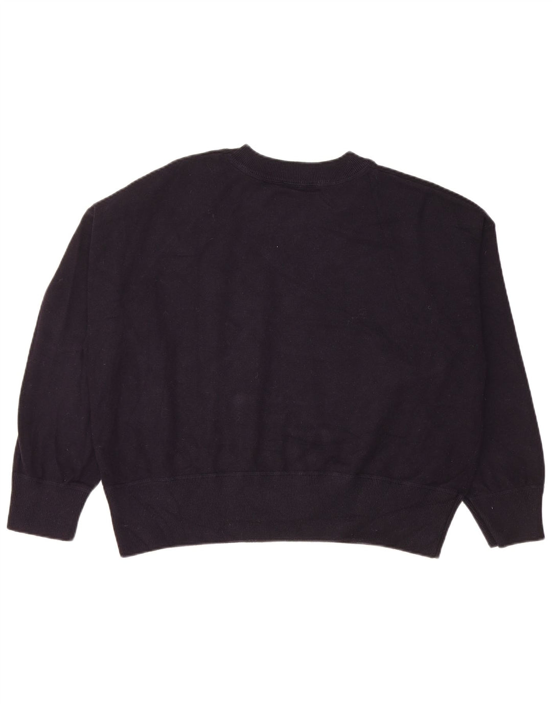 Zara Damen Crop Oversized Sweatshirt Pullover UK 16 Large Marineblaue Viskose