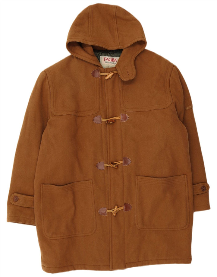 Faciba Herren-Dufflecoat mit Kapuze IT 50, große braune Wolle