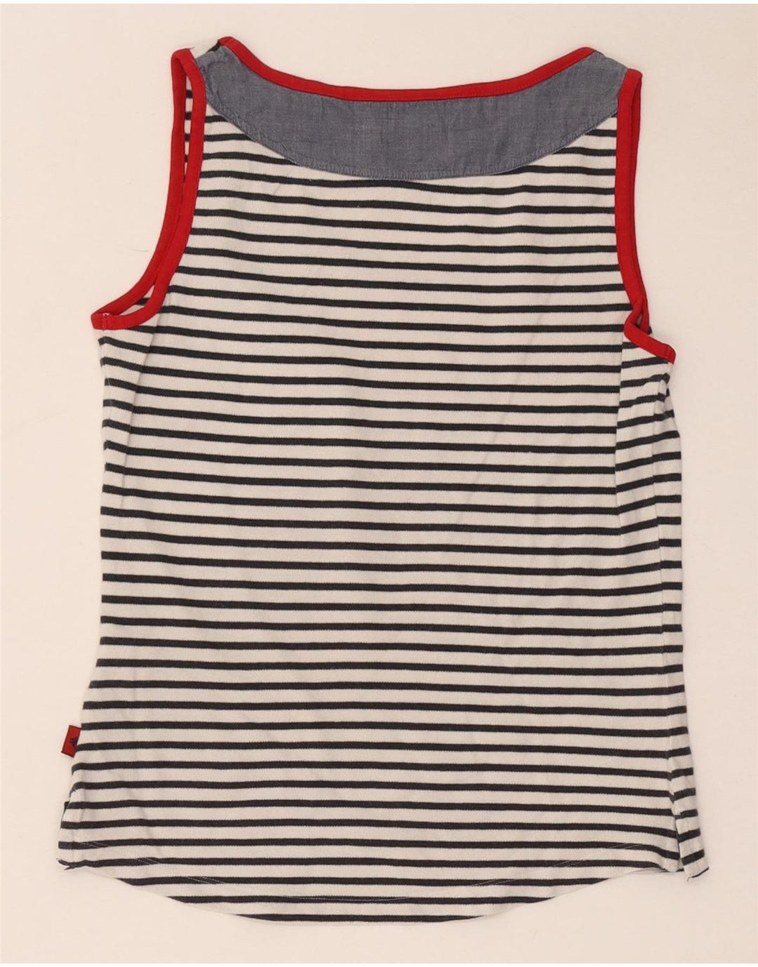 Kappa Damen Weste Top UK 10 Small weiß gestreift Baumwolle