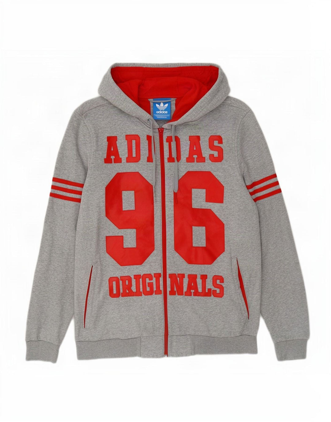 Adidas Herren-Kapuzenpullover mit grafischem Reißverschluss, mittelgrau gefleckte Baumwolle