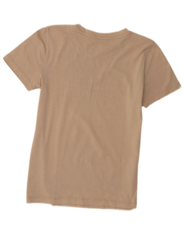 Tommy Hilfiger Damen Grafik-T-Shirt-Oberteil UK 6 XS Beige Baumwolle