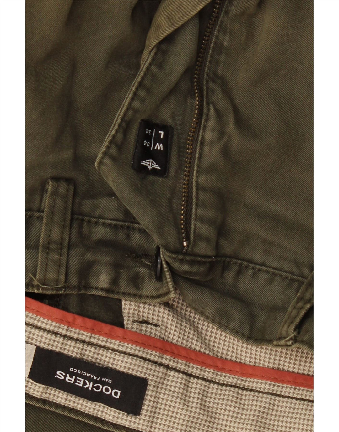 DOCKERS Gerade Chinohose für Herren, W34, L30, Khaki, Baumwolle