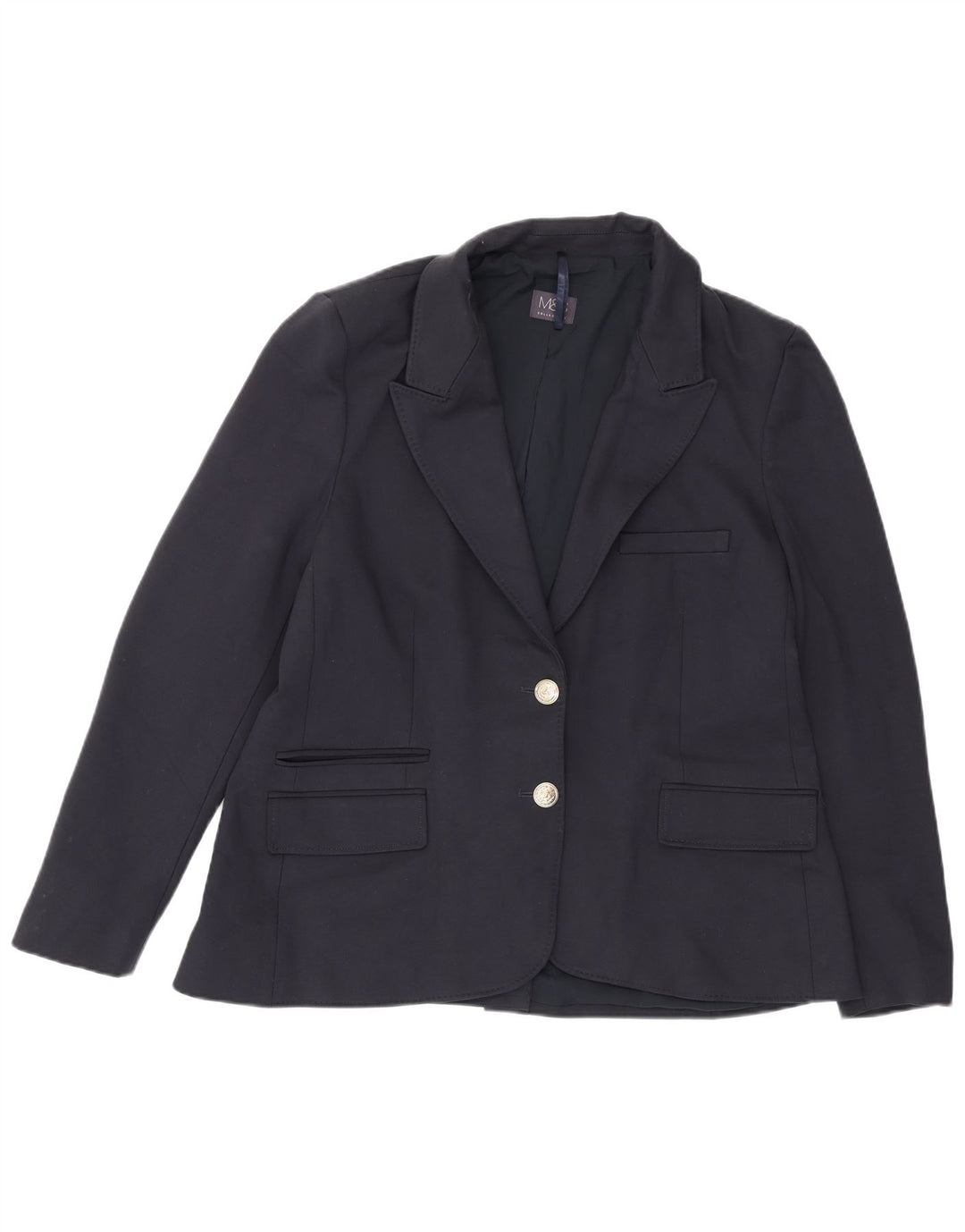 Marks & Spencer Damen 2-Knopf-Blazerjacke UK 16 Large Marineblaue Viskose