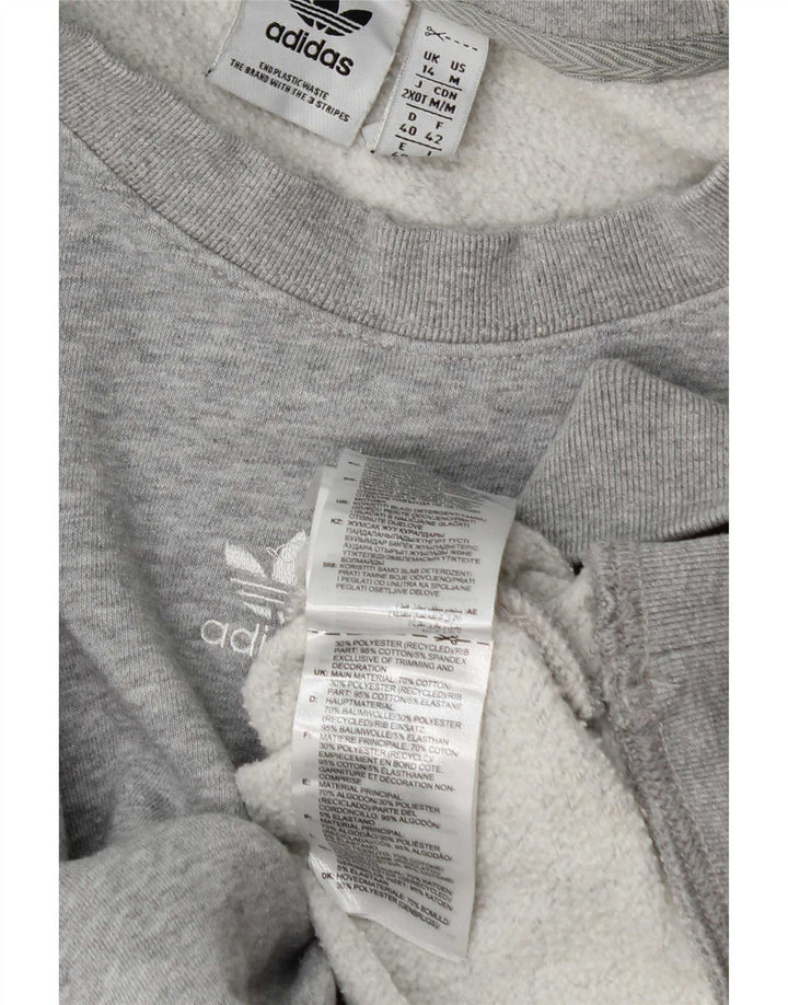 Adidas übergroßer Damen-Sweatshirt-Pullover, UK 14, große graue Baumwolle