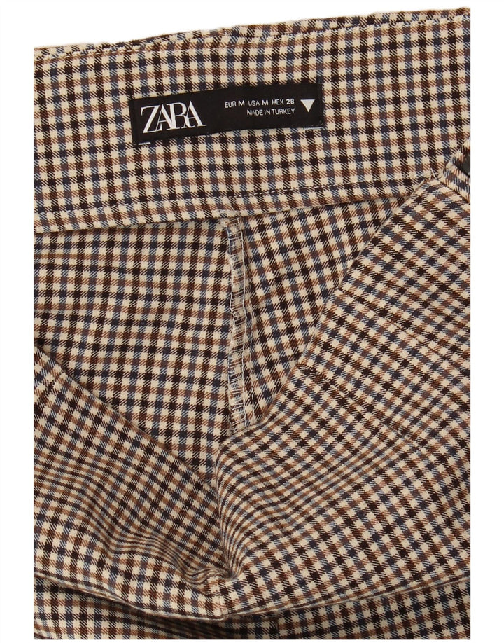 Zara Damen Skinny Hose Medium W28 L28 Braun Gingham