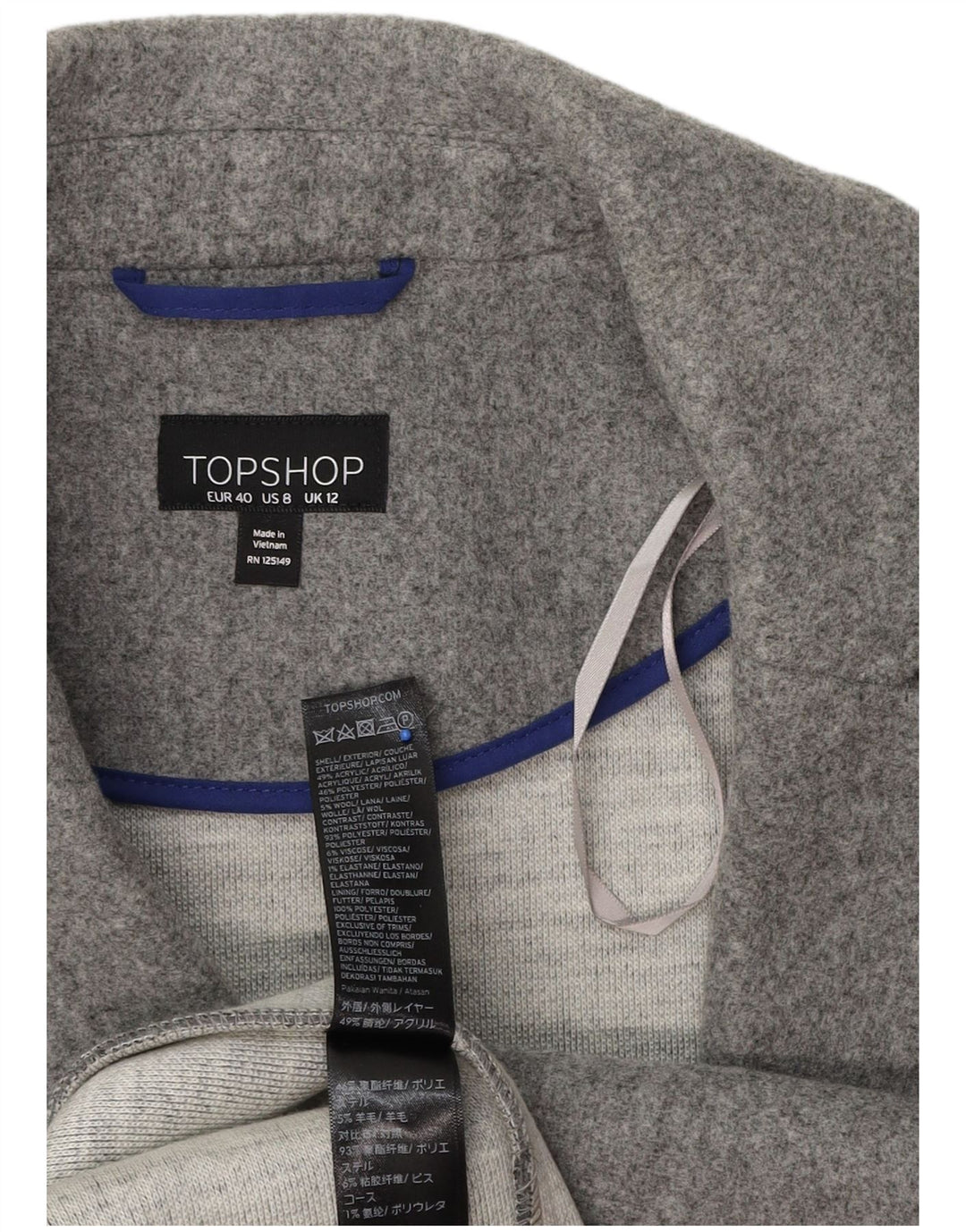 Topshop Womens Open Overcoat UK 12 Mittelgraues Polyester