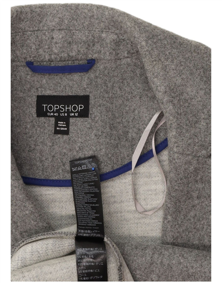 Topshop Womens Open Overcoat UK 12 Mittelgraues Polyester