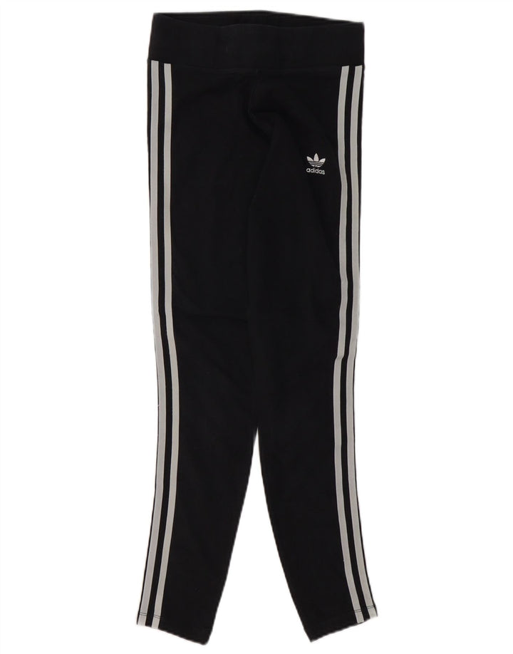 Adidas Damen Leggings UK 8 Small Schwarz Baumwolle
