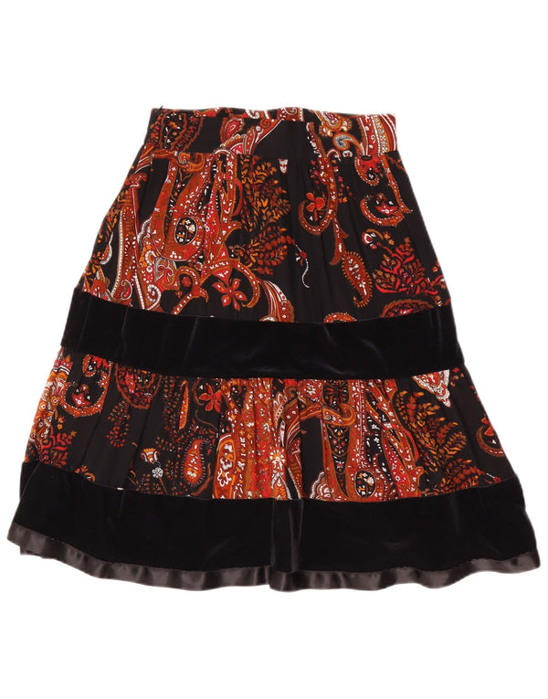 Piu & Damen A-Linien-Rock IT 40 Small W24 Schwarze Paisley-Viskose