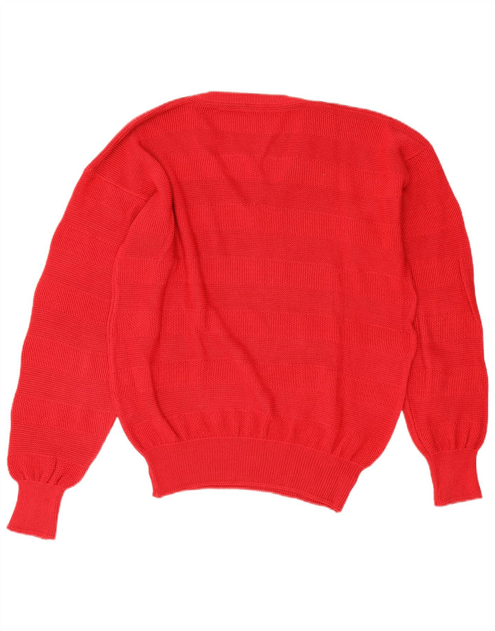 Vintage Herren V-Ausschnitt Pullover Pullover XL Rot gestreift