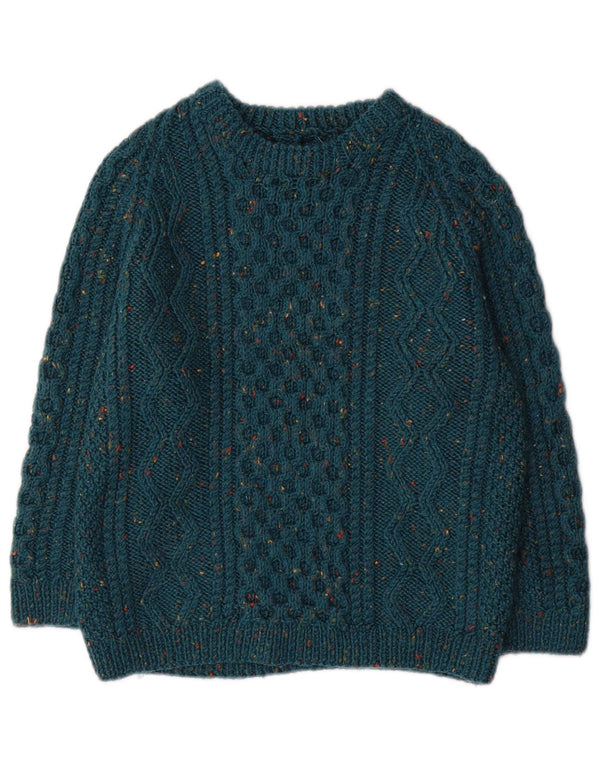Vintage Jungen Pullover mit Rundhalsausschnitt, 11–12 Jahre, grün gefleckt