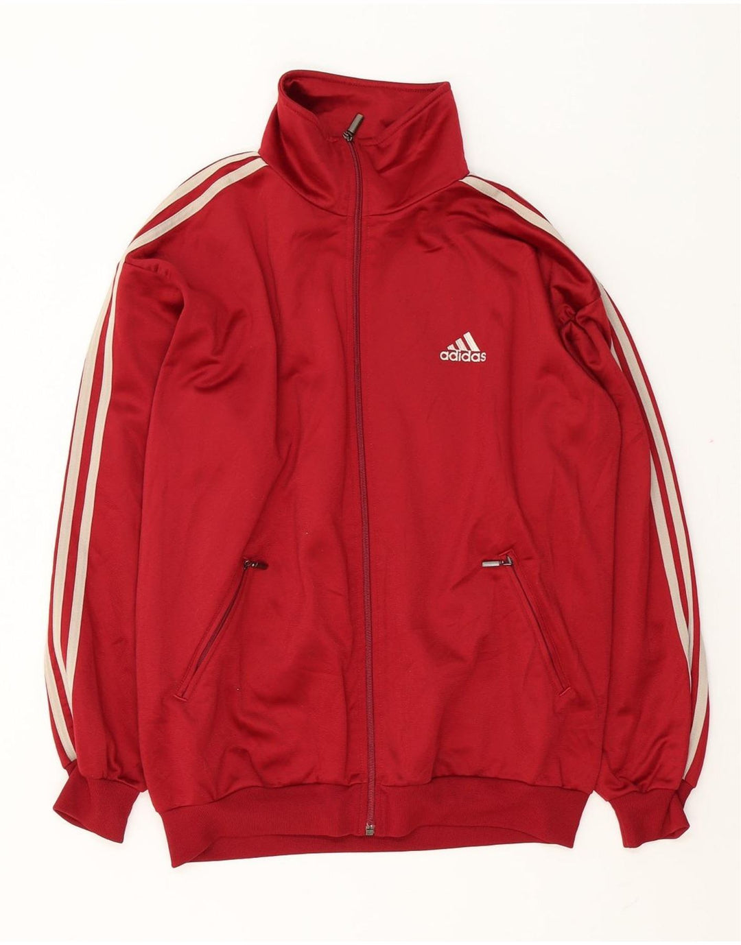 ADIDAS Herren-Trainingsanzug-Oberteiljacke UK 40/42 Mittelrotes Polyester