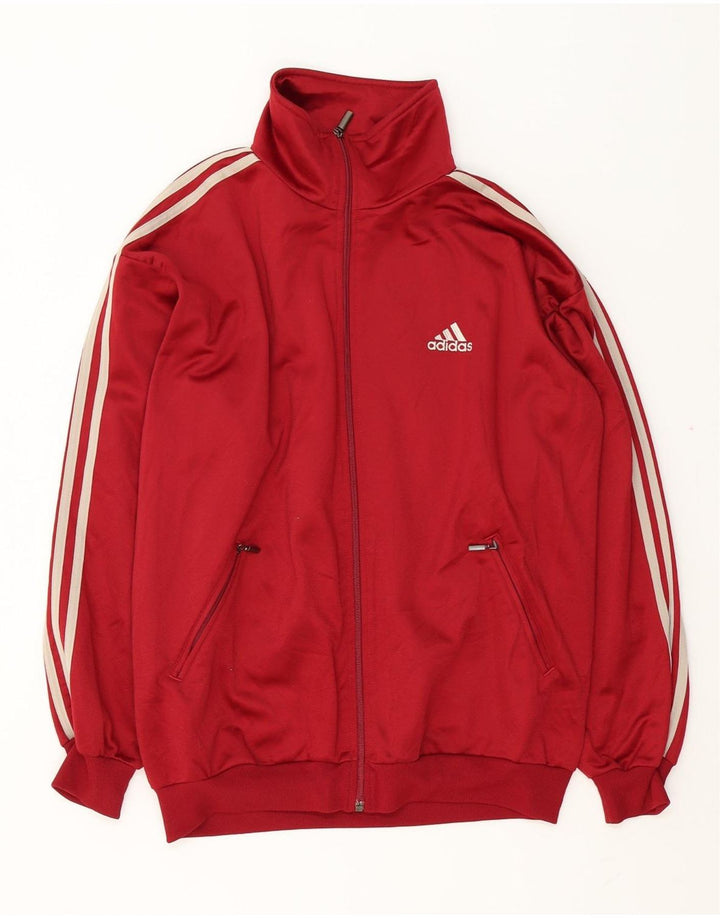 ADIDAS Herren-Trainingsanzug-Oberteiljacke UK 40/42 Mittelrotes Polyester