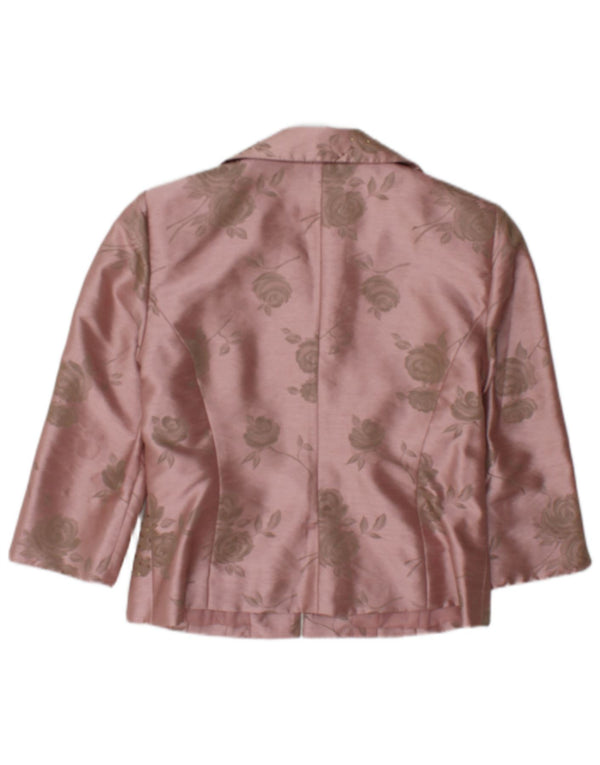 Jessica Howard Damen-Bolero-Oberteil mit 3/4-Ärmeln, US 10, großes rosafarbenes Blumenmuster aus Nylon