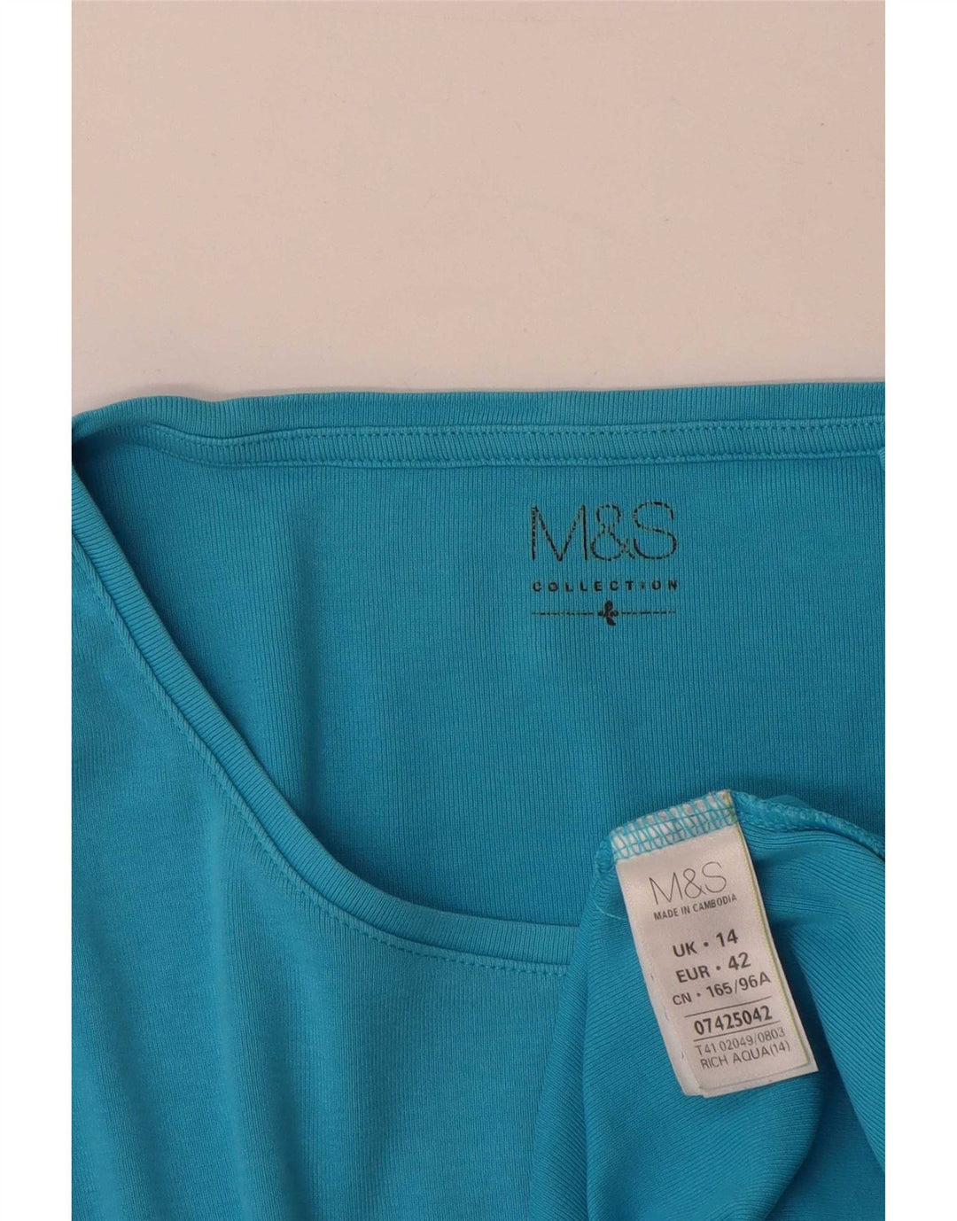 Marks & Spencer Damen Top Langarm UK 14 Large Blau Baumwolle