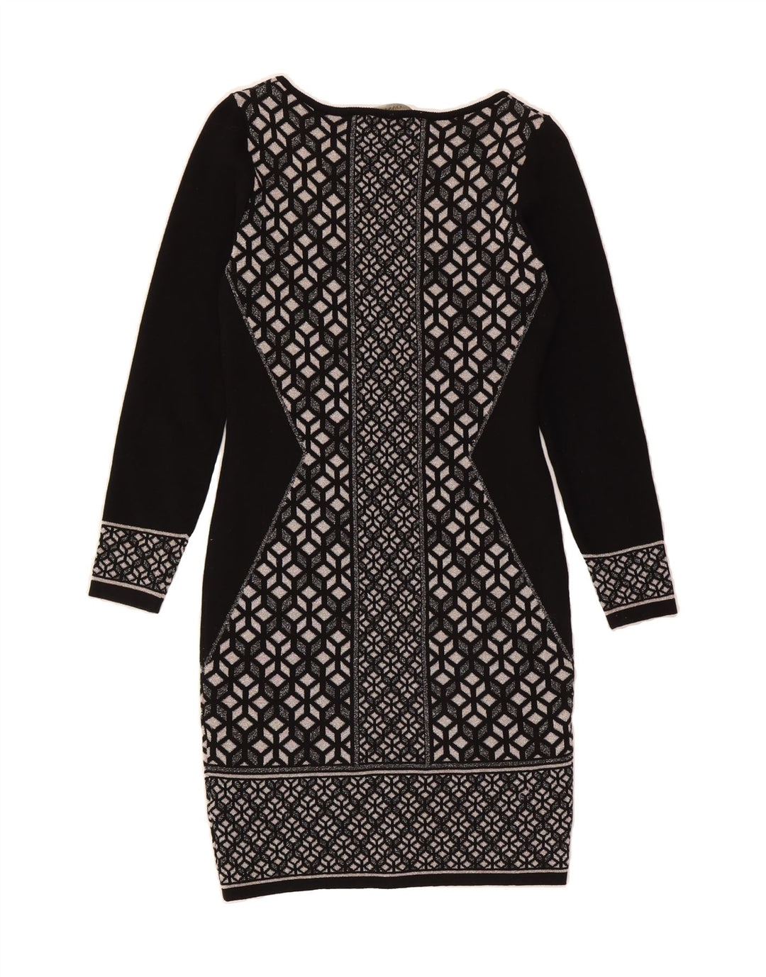 OASIS Womens Jumper Dress UK 12 Medium Black Geometric Cotton Vintage Oasis and Second-Hand Oasis from Messina Hembry 