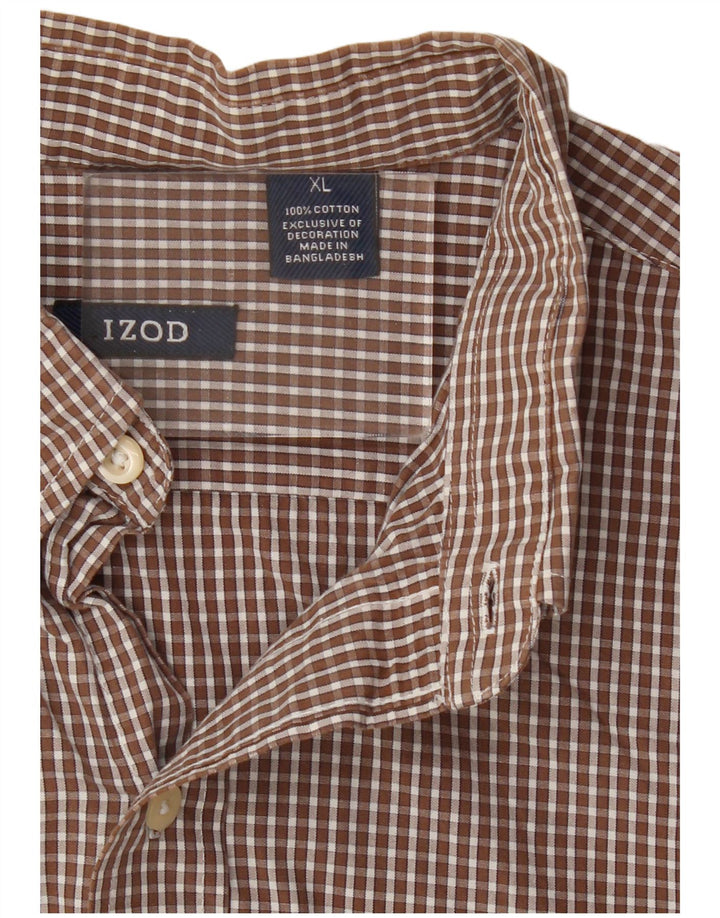 Izod Herrenhemd XL, braun kariert, Baumwolle