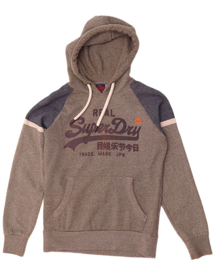 Superdry Herren-Kapuzenpullover mit grafischem Muster, mittelgraue Colourblock-Baumwolle