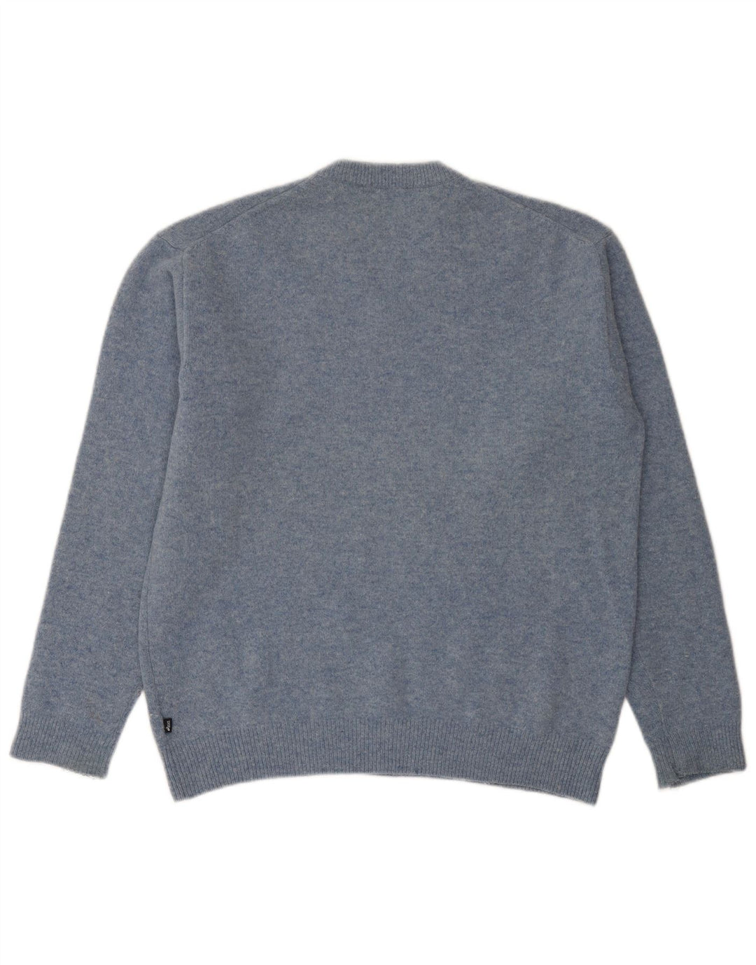 Asics Herren-Pullover mit V-Ausschnitt, groß, blaue Lammwolle