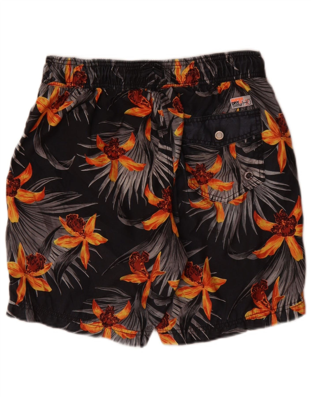 Superdry Herren-Badeshorts aus mittelgrauem, geblümtem Polyester