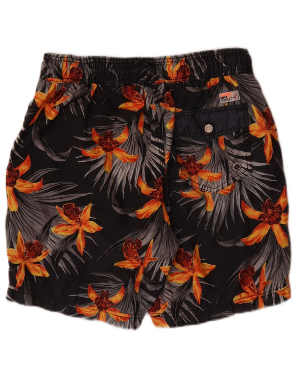 Superdry Herren-Badeshorts aus mittelgrauem, geblümtem Polyester