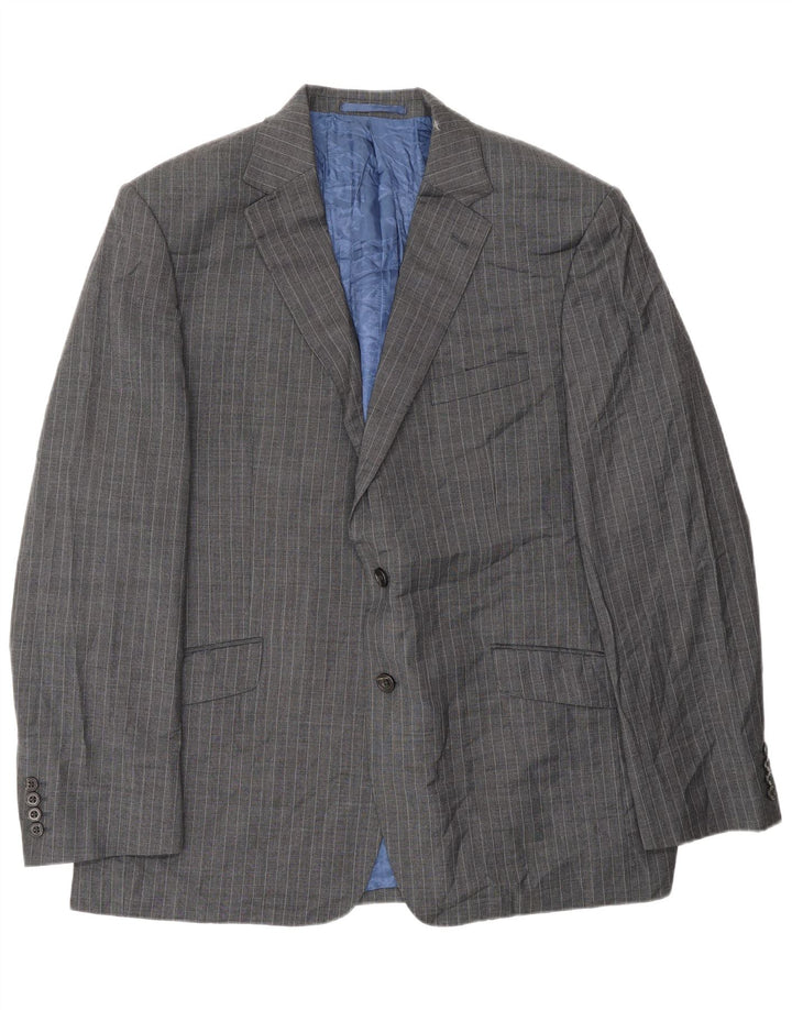 Marks & Spencer Herren-Blazer mit 2 Knöpfen, UK 44, XL, graue Nadelstreifenwolle