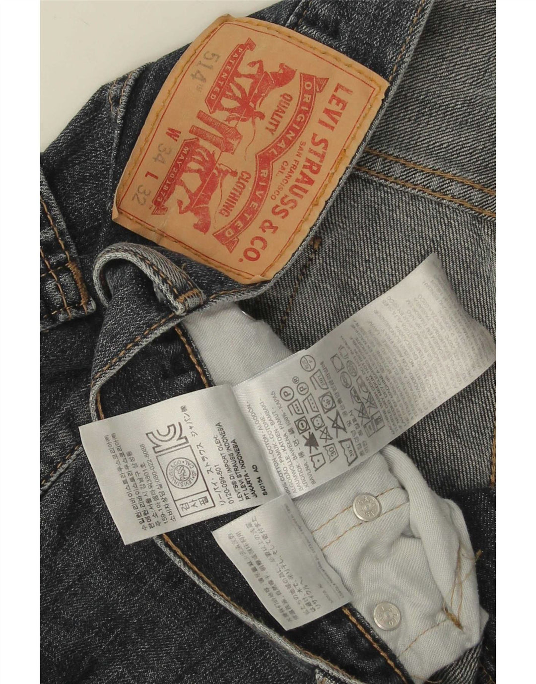 Levi's Herren 514 Capri Straight Jeans W34 L21 Blaue Baumwolle
