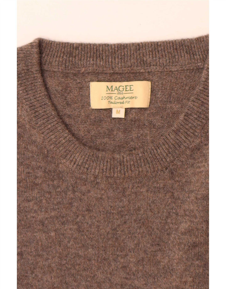 Magee Herren-Pullover mit Rundhalsausschnitt, mittelbraun gefleckter Kaschmir
