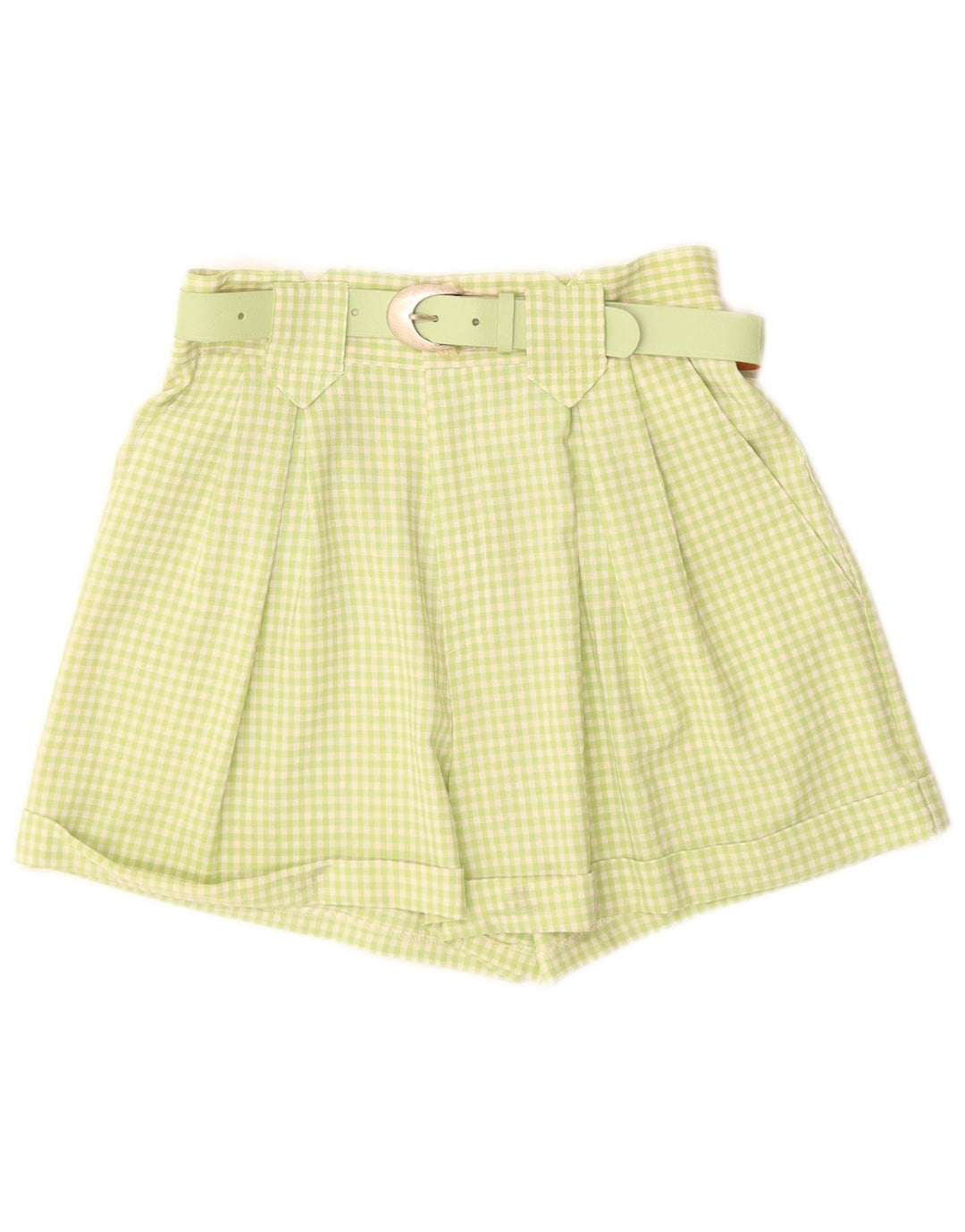 PIMKIE Damen-Chinoshorts mit hoher Taille, IT 44, Mittel W26, grüner Gingham