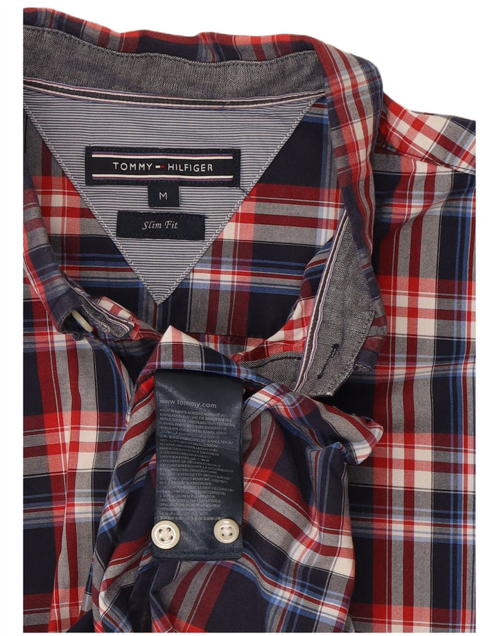 Tommy Hilfiger Herren-Slim-Fit-Hemd, mittelblau, kariert, Baumwolle